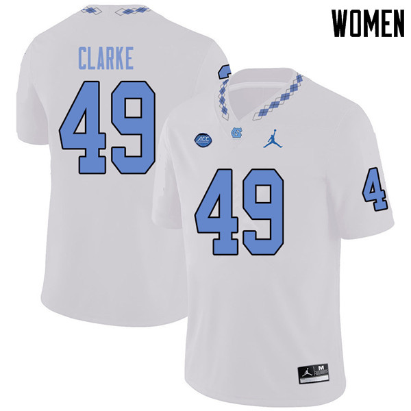 Jordan Brand Women #49 Jeremiah Clarke North Carolina Tar Heels College Football Jerseys Sale-White